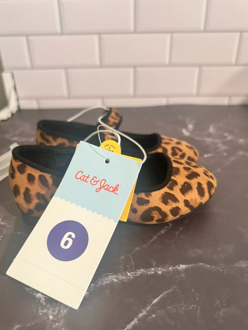 NWT  Cat And Jack Leopard Addy Print Mary Jane Flats - Toddler SIze 6 - Picture 4 of 5